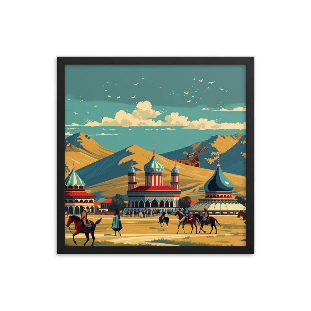 Kazakhstan Traditional Nomadic Settlement Framed Poster - Oh Posters