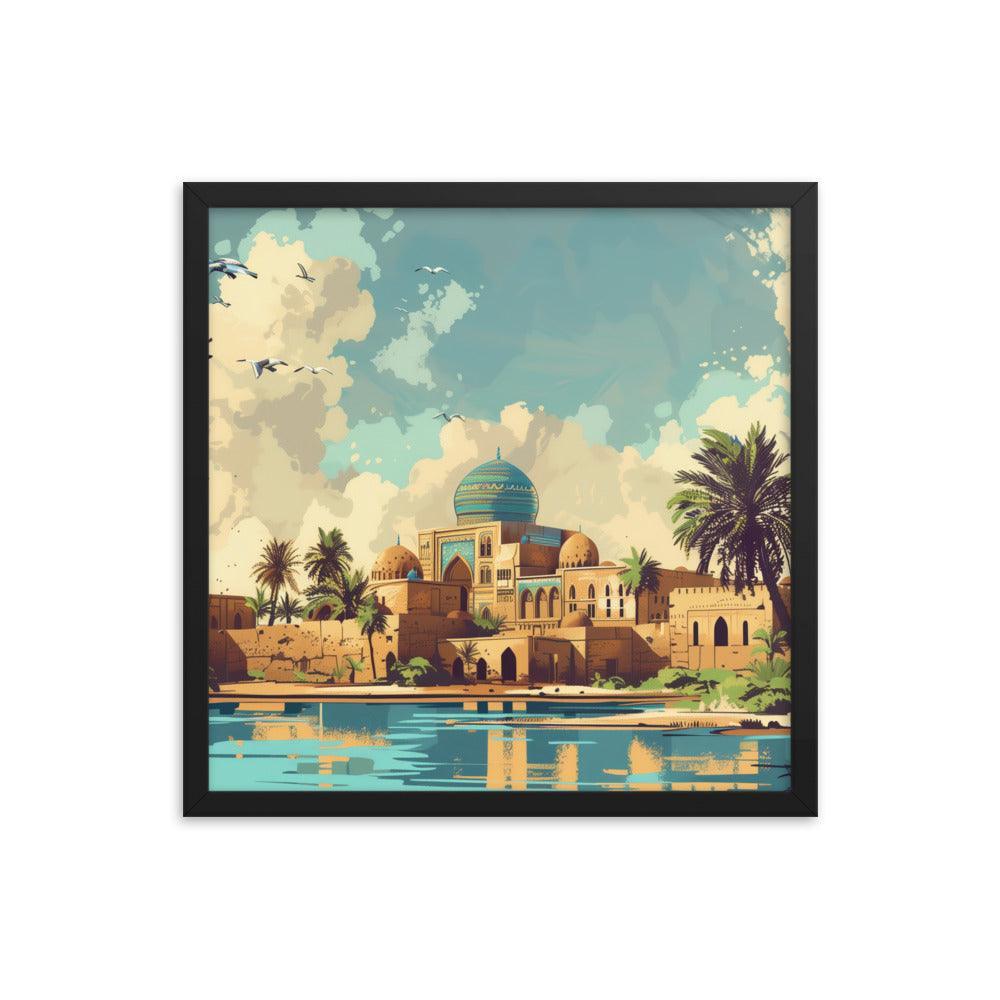 Iraq Riverside Mosque Tropical Landscape Framed Poster - Oh Posters