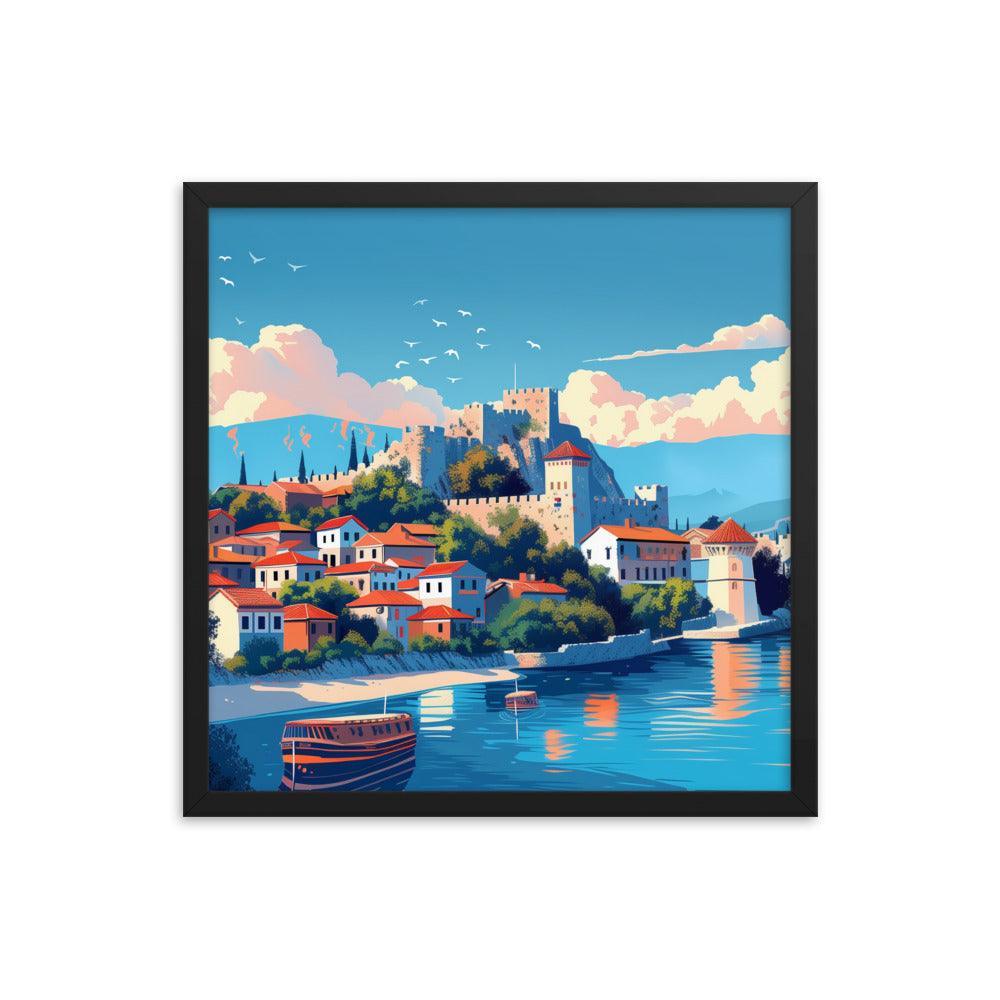 North Macedonia Historic Castle by the Lake Framed Poster - Oh Posters