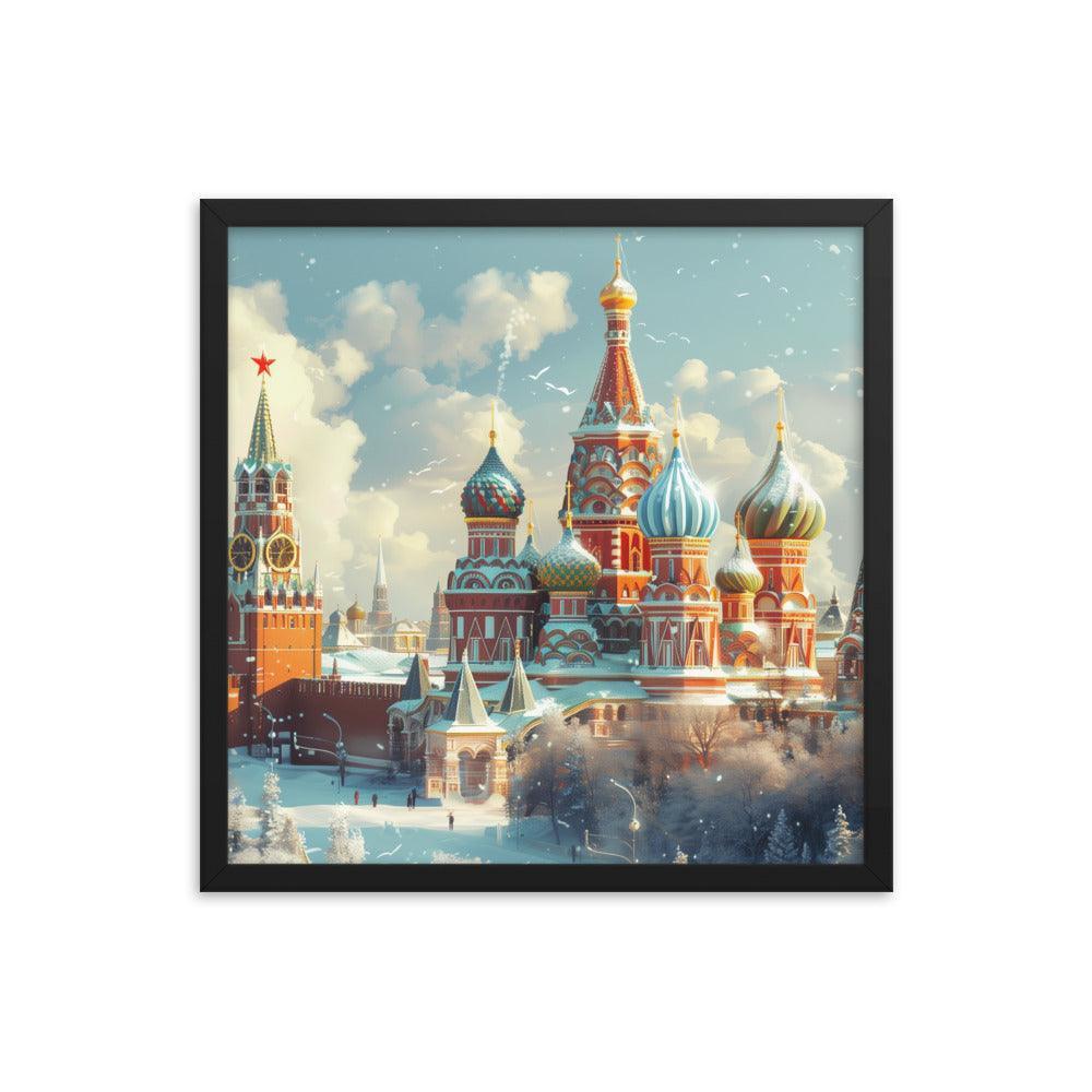 Russia Winter Moscow Kremlin Snowy Framed Poster - Oh Posters