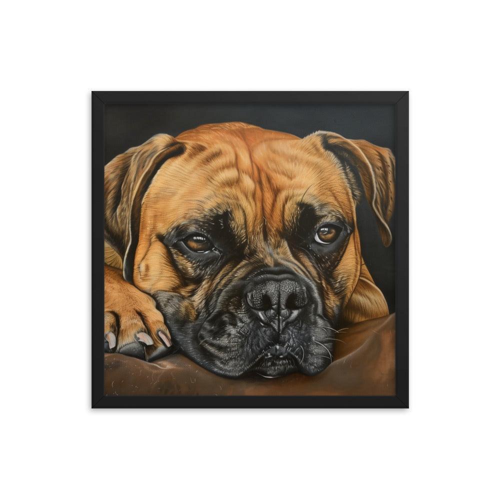 Bullmastiff Resting Portrait Painting Framed Poster - Oh Posters