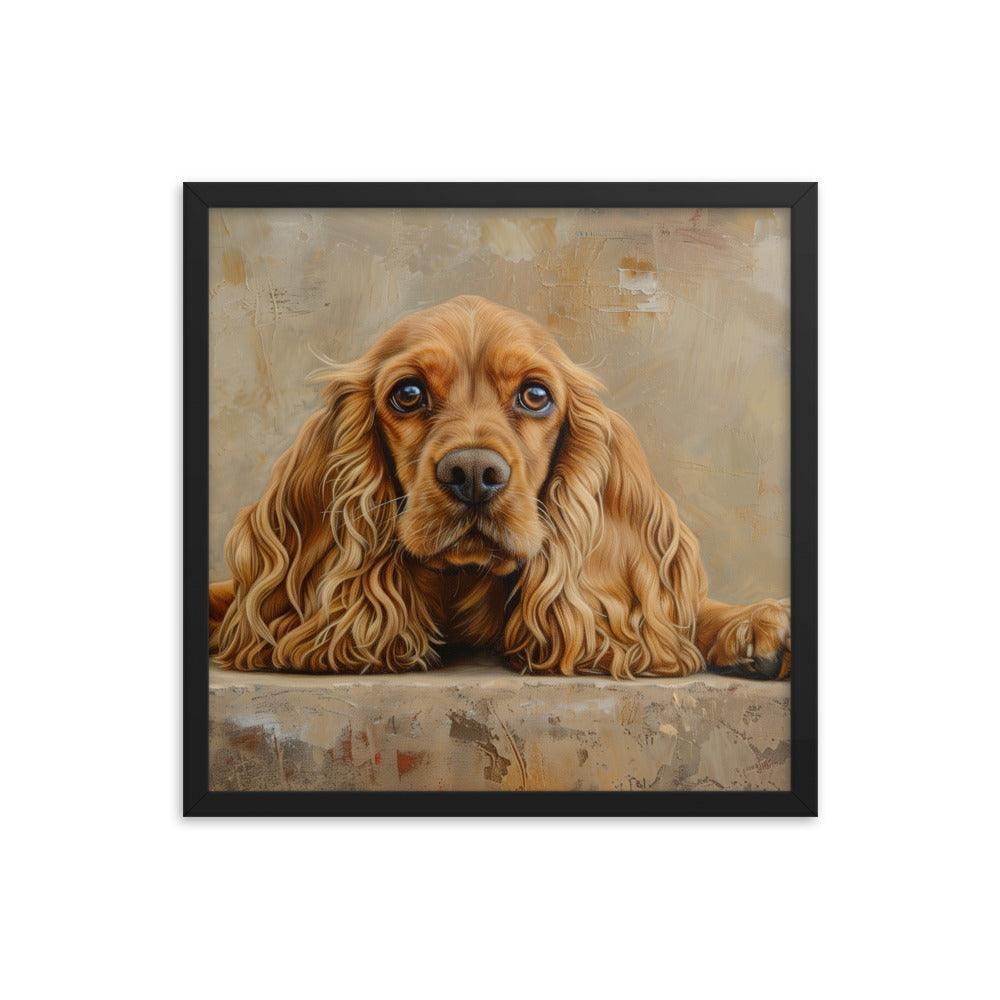 English Cocker Spaniel Resting on Textured Background Painting Framed Poster - Oh Posters