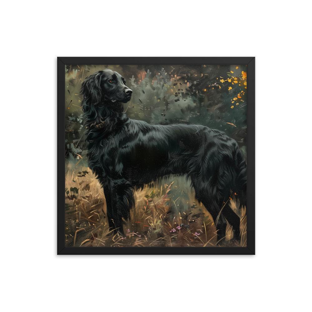 Flat-Coated Retriever in Forest Painting Framed Poster - Oh Posters