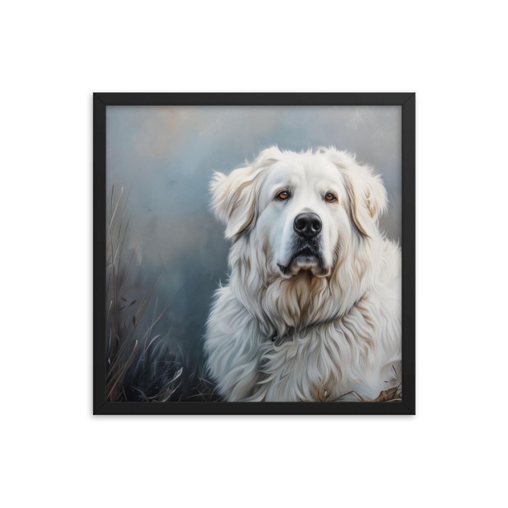 Great Pyrenees Majestic Winter Portrait Framed Poster - Oh Posters