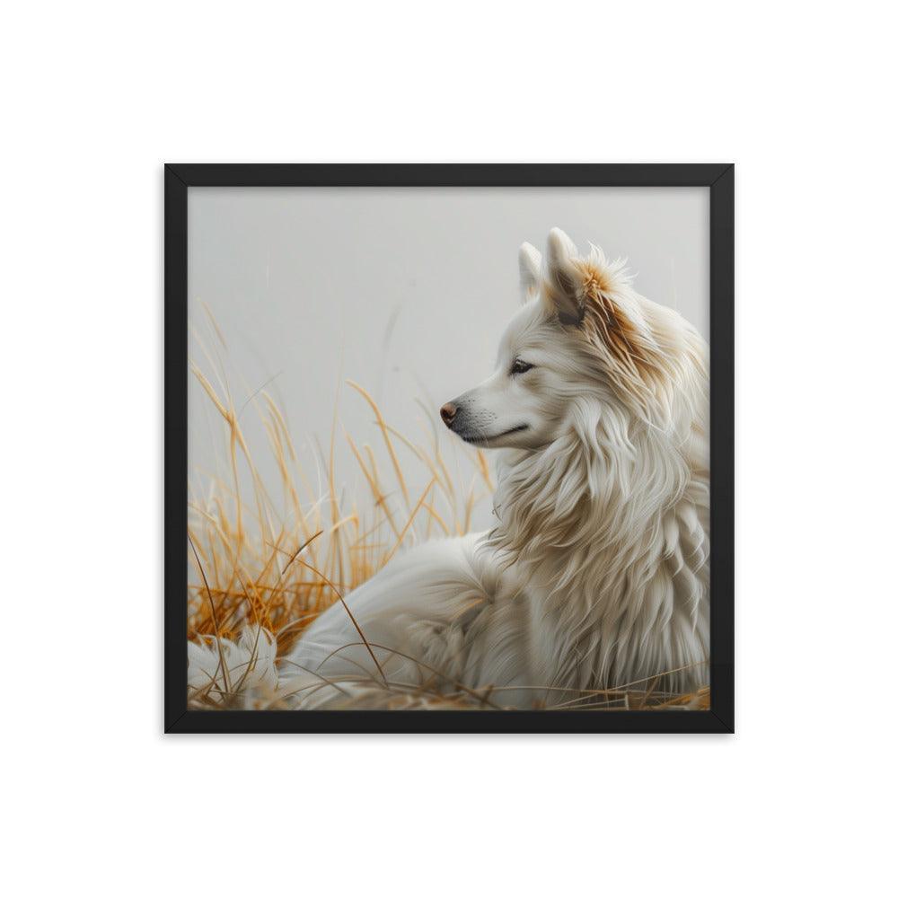 Icelandic Sheepdog in Golden Field Art Framed Poster - Oh Posters