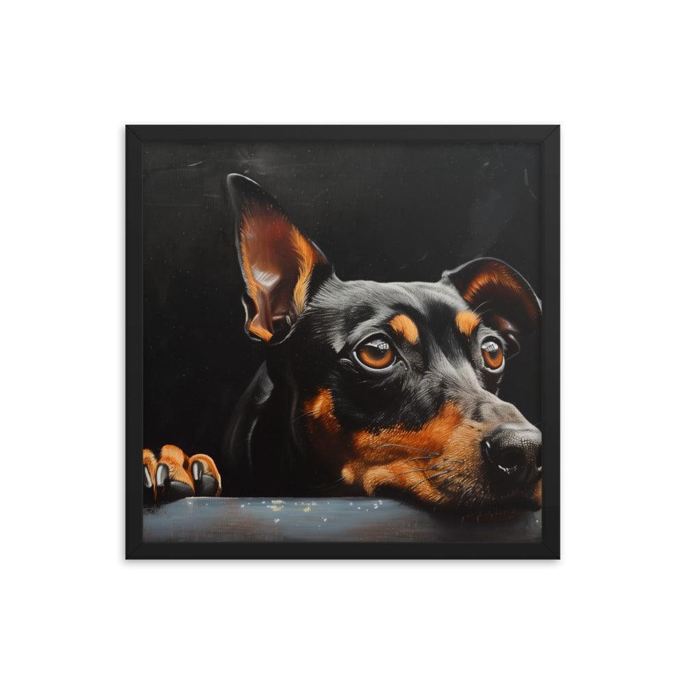 Manchester Terrier Painting with Dark Background Framed Poster - Oh Posters