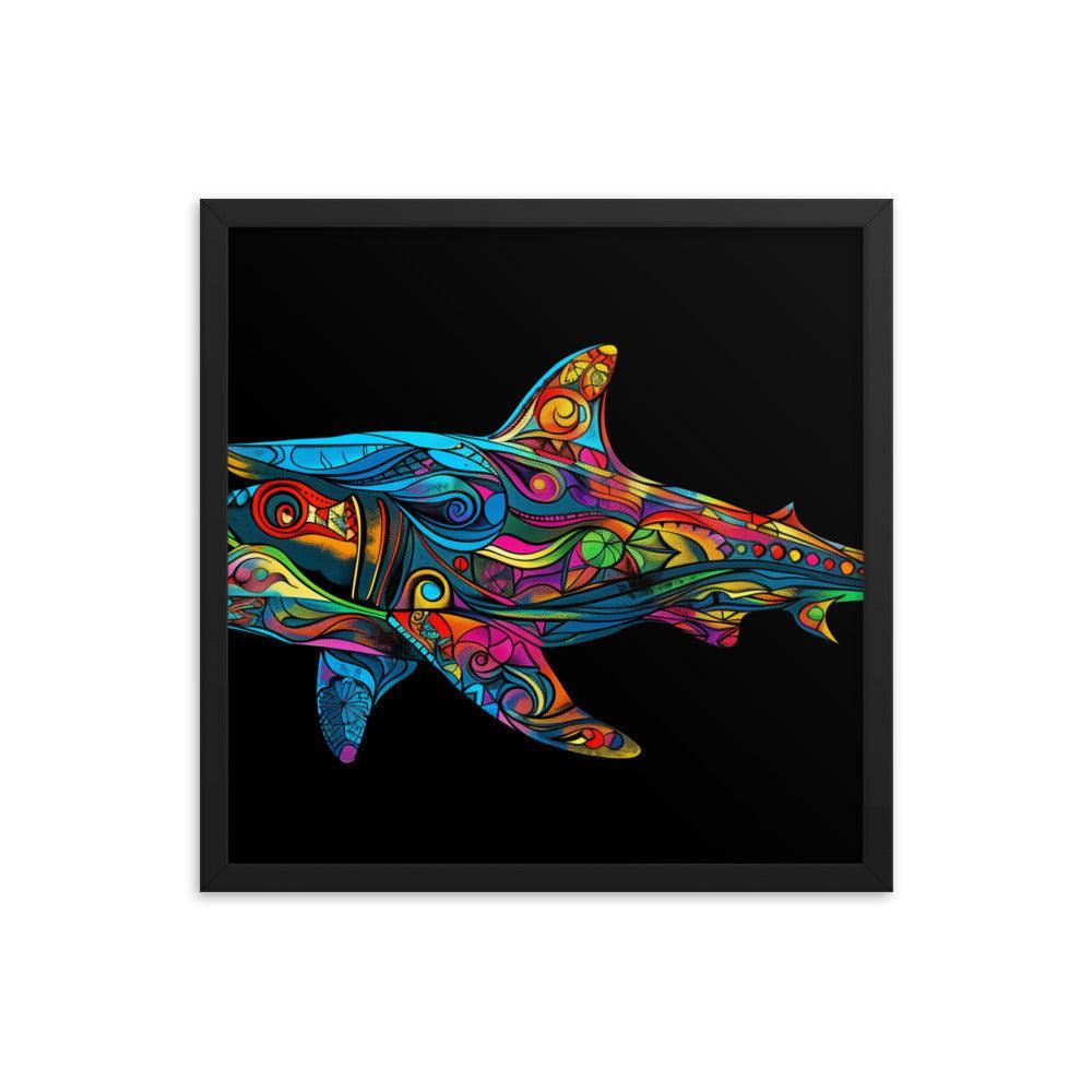 Hammerhead Shark Colorful Abstract Art Digital Design Framed Poster - Oh Posters