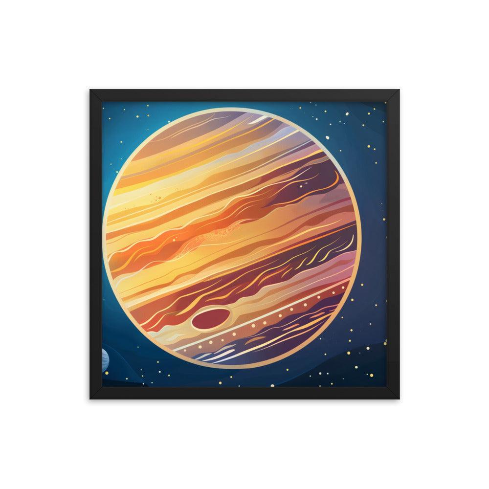 Jupiter Colorful Space Illustration Astronomy Art Framed Poster - Oh Posters