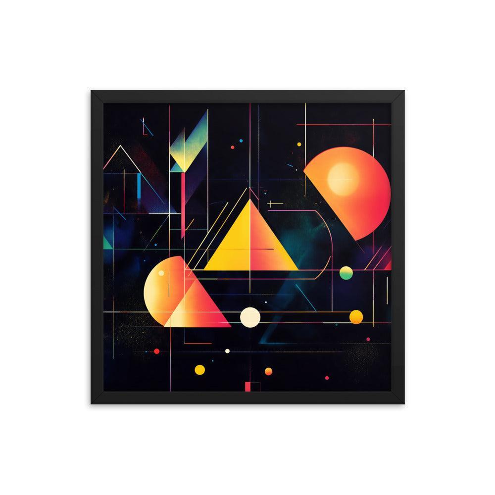 Cosmic Geometric Art with Abstract Shapes and Colorful Patterns for Modern Aesthetics Framed Poster - Oh Posters