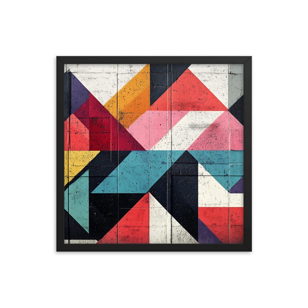 Vibrant Geometric Art Pattern With Bold Colors and Abstract Shapes Framed Poster - Oh Posters