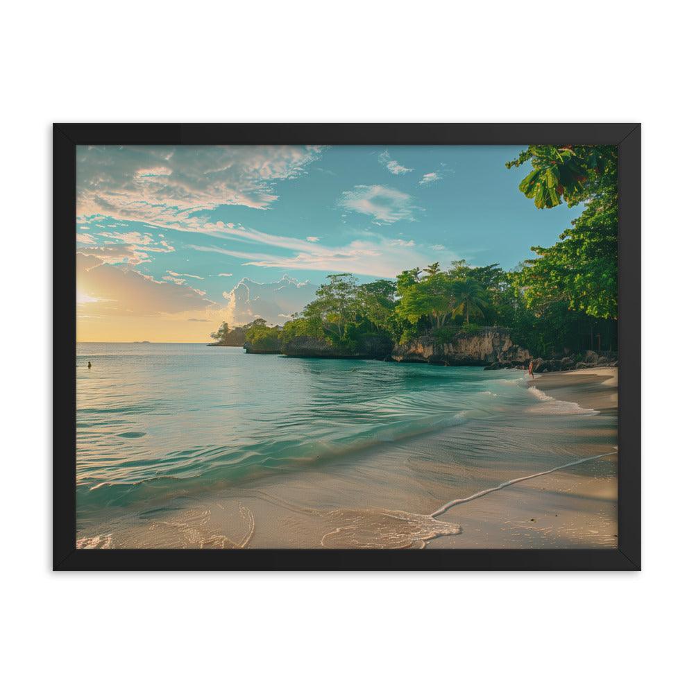 Jamaica Tranquil Seaside Sunset Framed Poster - Oh Posters