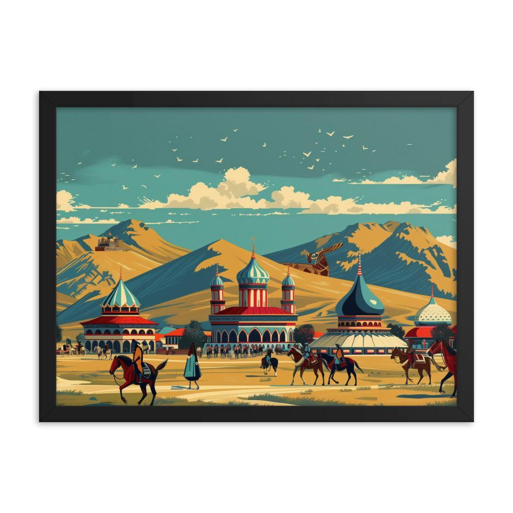 Kazakhstan Traditional Nomadic Settlement Framed Poster - Oh Posters