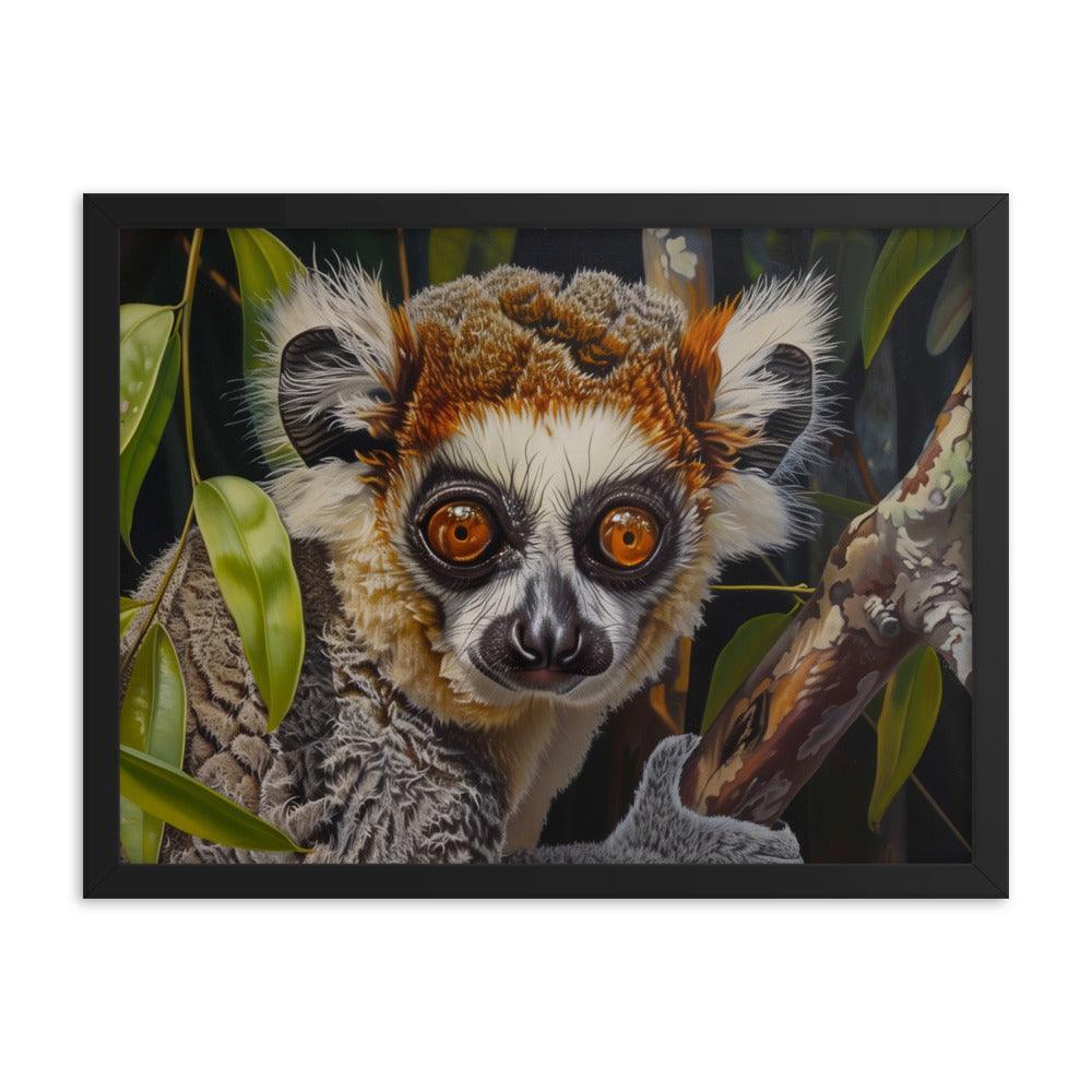 Madagascar Brown Lemur Realistic Wildlife Art Framed Poster - Oh Posters