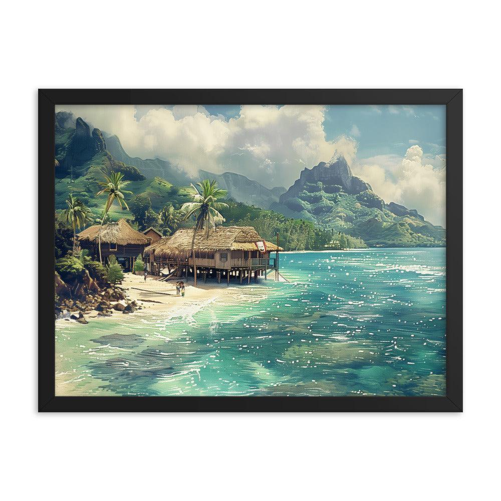 Nauru Tropical Beachside Village Framed Poster - Oh Posters