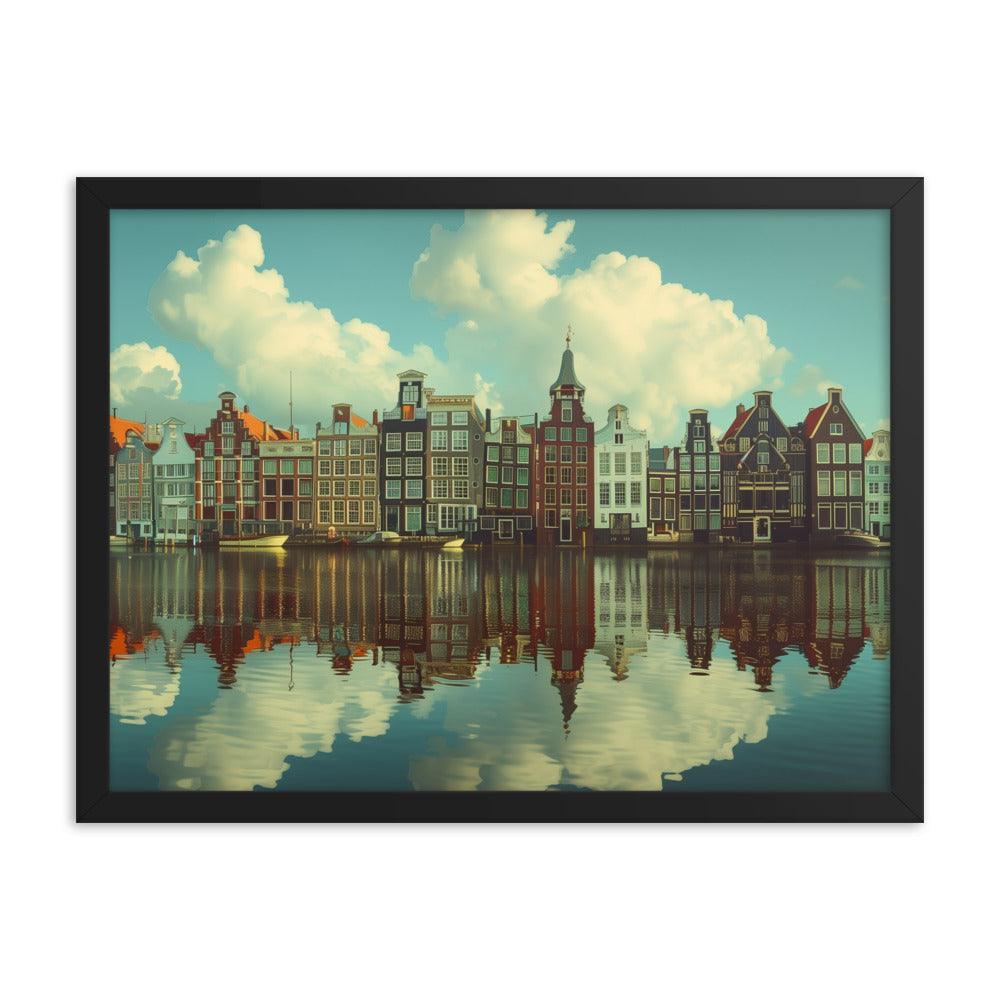 Netherlands Historic Amsterdam Canal Houses Framed Poster - Oh Posters