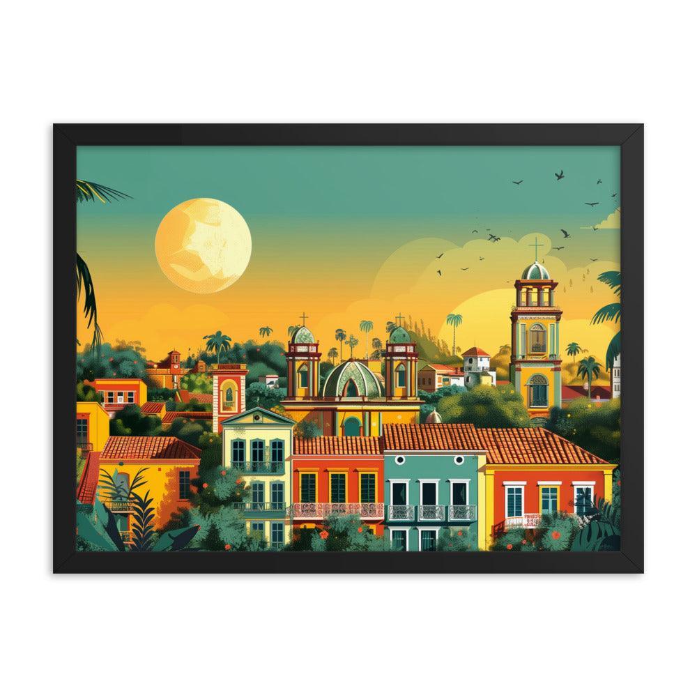 Paraguay Colonial Town Tropical Sunset Framed Poster - Oh Posters