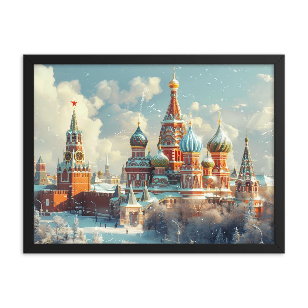 Russia Winter Moscow Kremlin Snowy Framed Poster - Oh Posters