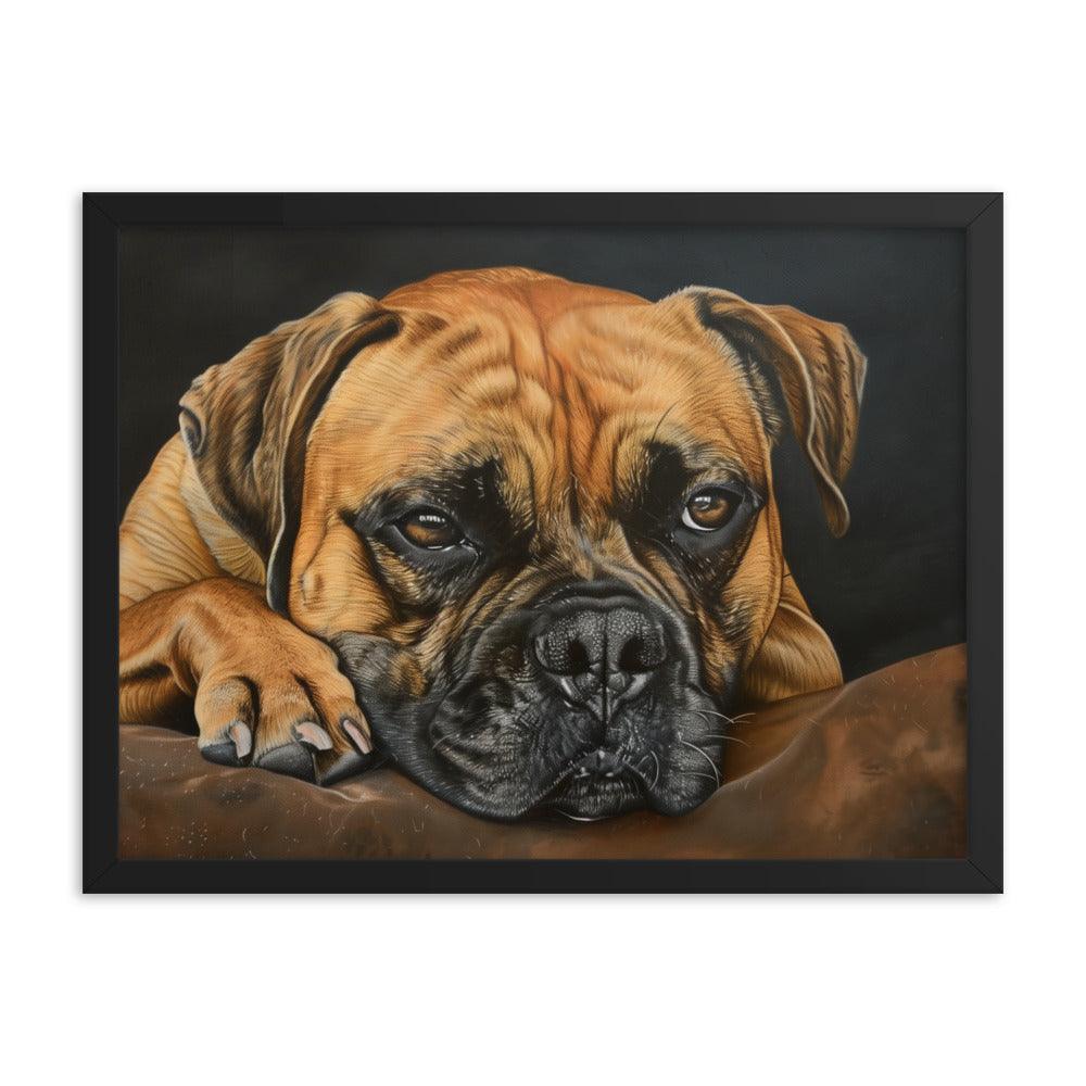 Bullmastiff Resting Portrait Painting Framed Poster - Oh Posters