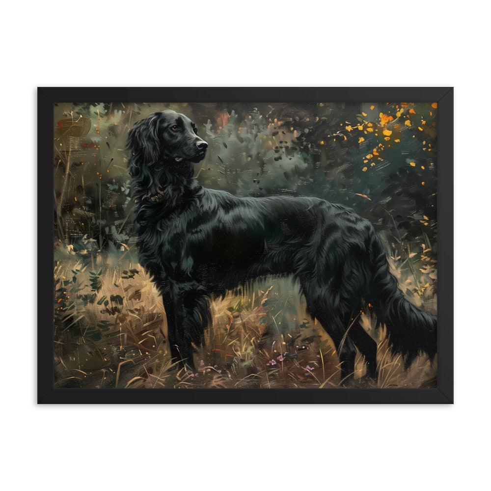 Flat-Coated Retriever in Forest Painting Framed Poster - Oh Posters