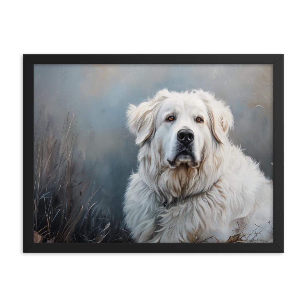 Great Pyrenees Majestic Winter Portrait Framed Poster - Oh Posters