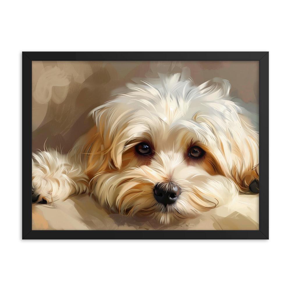 Havanese Puppy Resting Digital Painting Framed Poster - Oh Posters