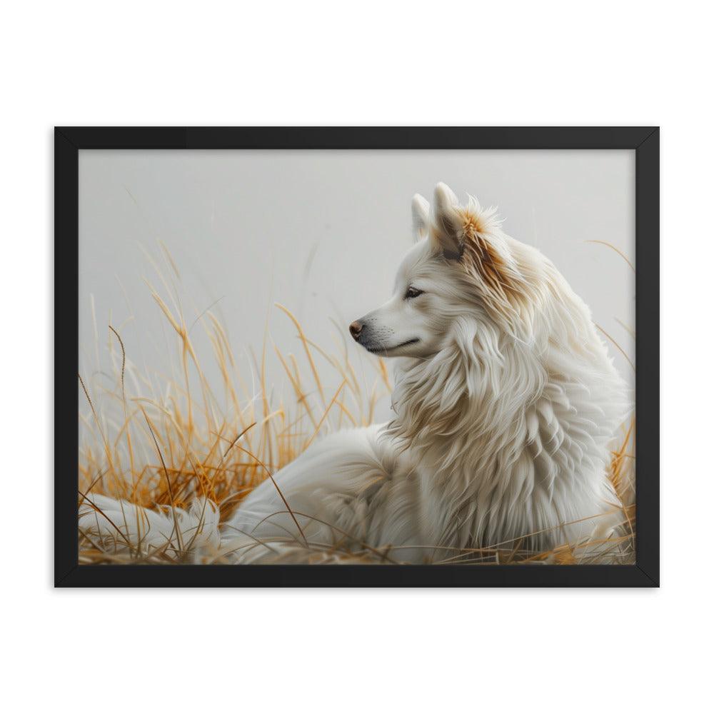 Icelandic Sheepdog in Golden Field Art Framed Poster - Oh Posters