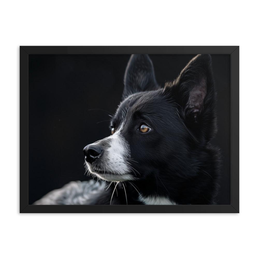 Karelian Bear Dog Side Profile Painting Framed Poster - Oh Posters