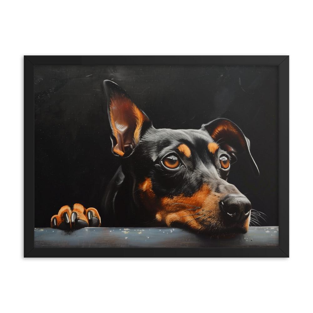 Manchester Terrier Painting with Dark Background Framed Poster - Oh Posters