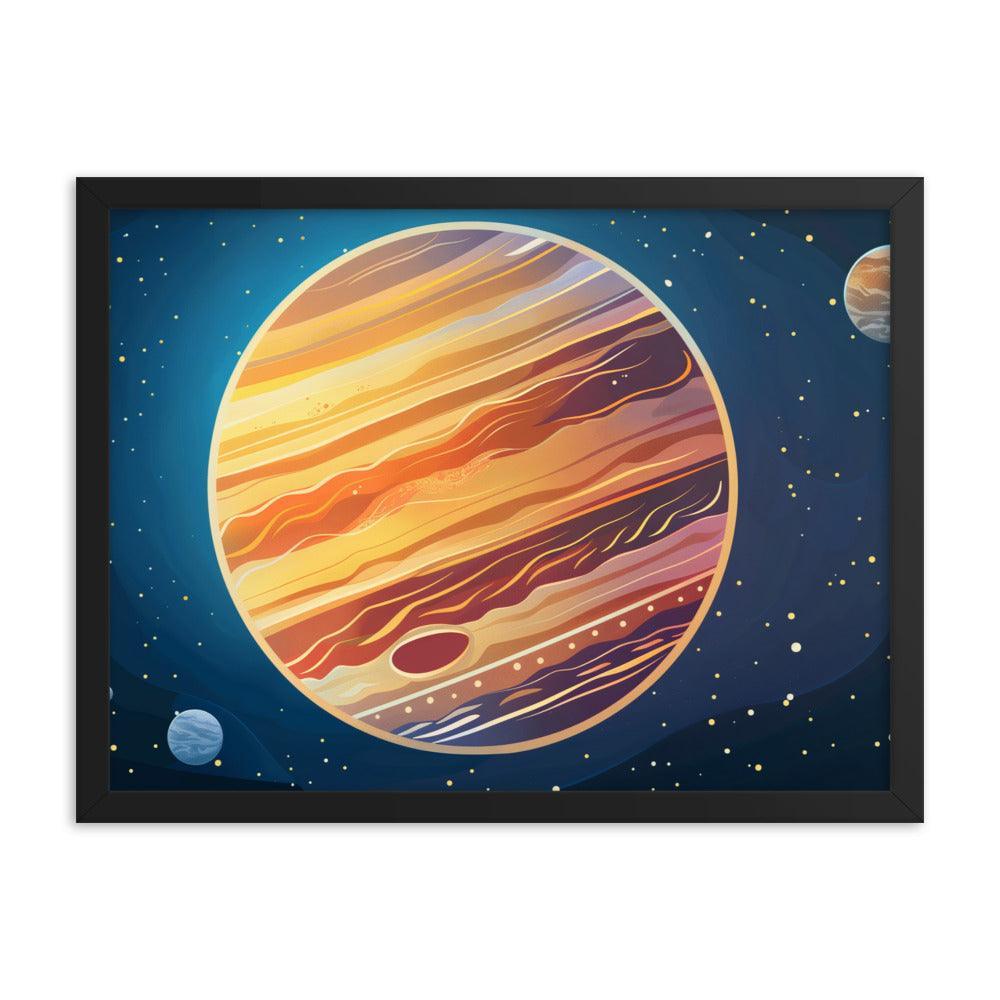 Jupiter Colorful Space Illustration Astronomy Art Framed Poster - Oh Posters