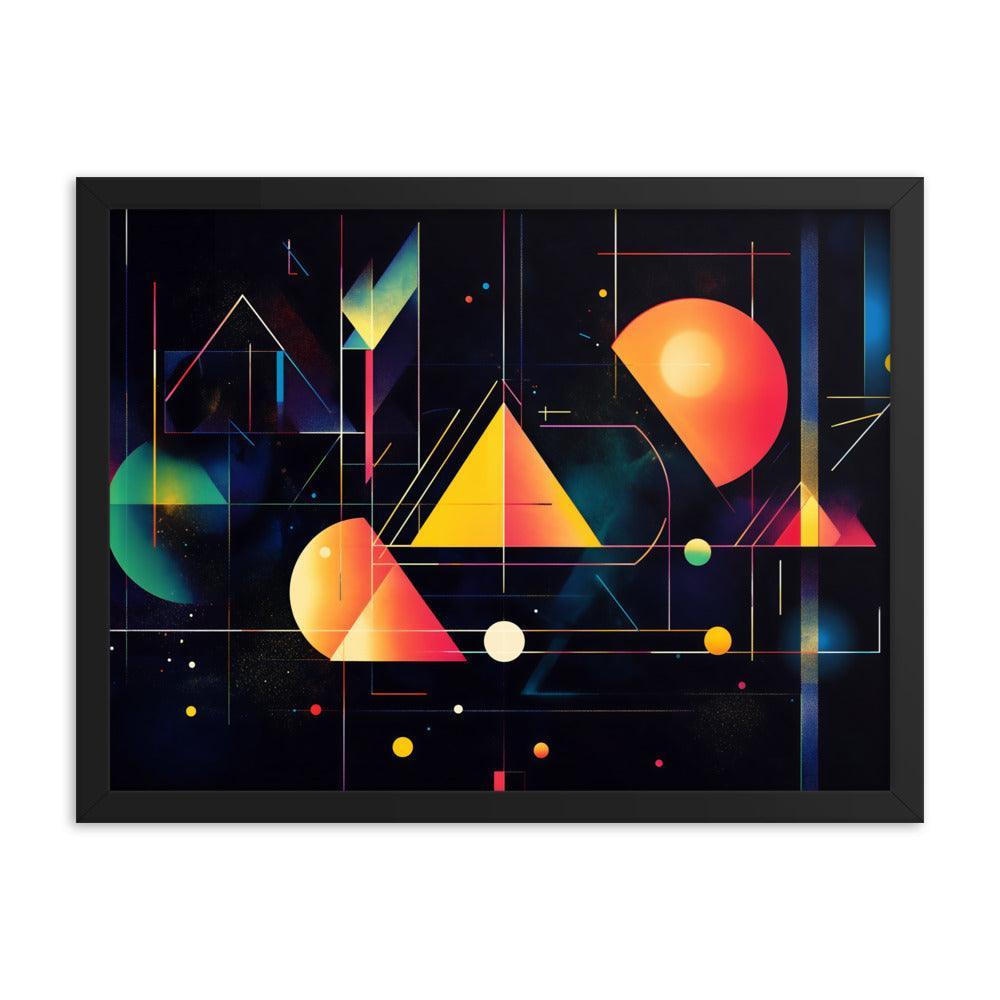 Cosmic Geometric Art with Abstract Shapes and Colorful Patterns for Modern Aesthetics Framed Poster - Oh Posters