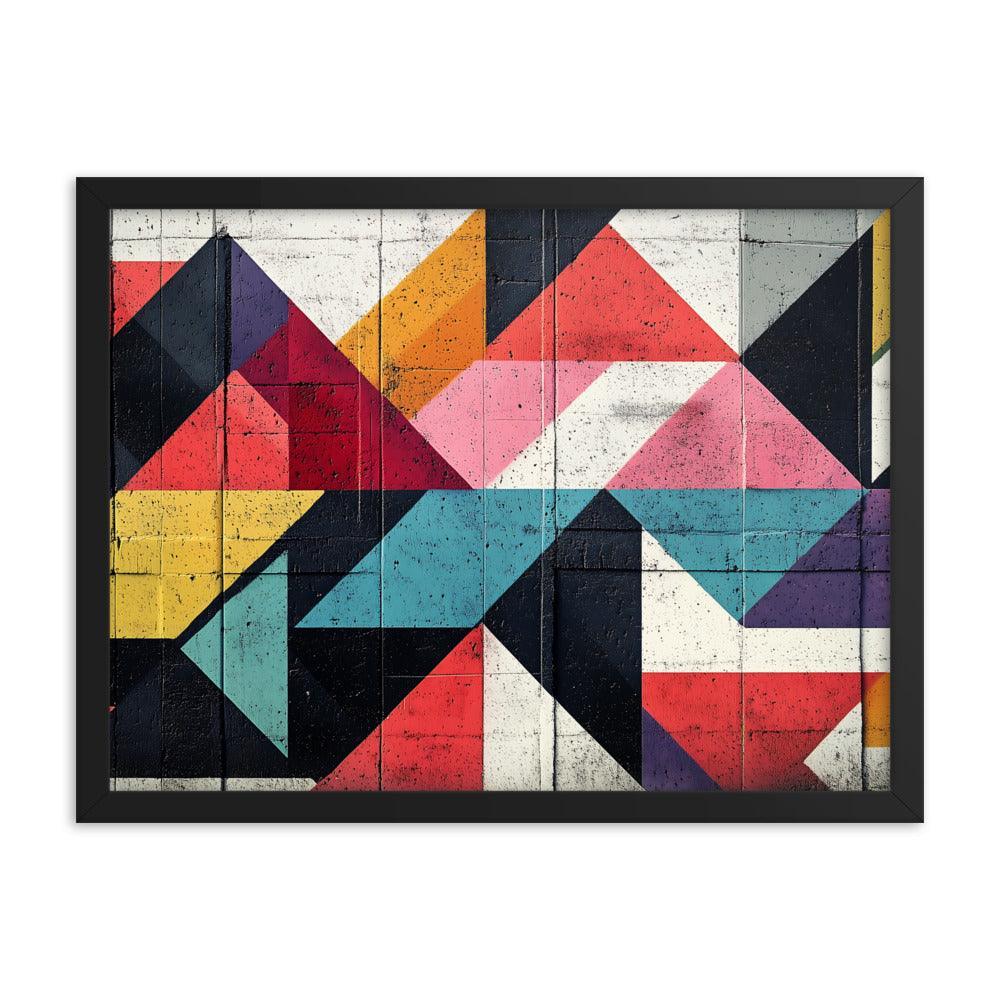 Vibrant Geometric Art Pattern With Bold Colors and Abstract Shapes Framed Poster - Oh Posters
