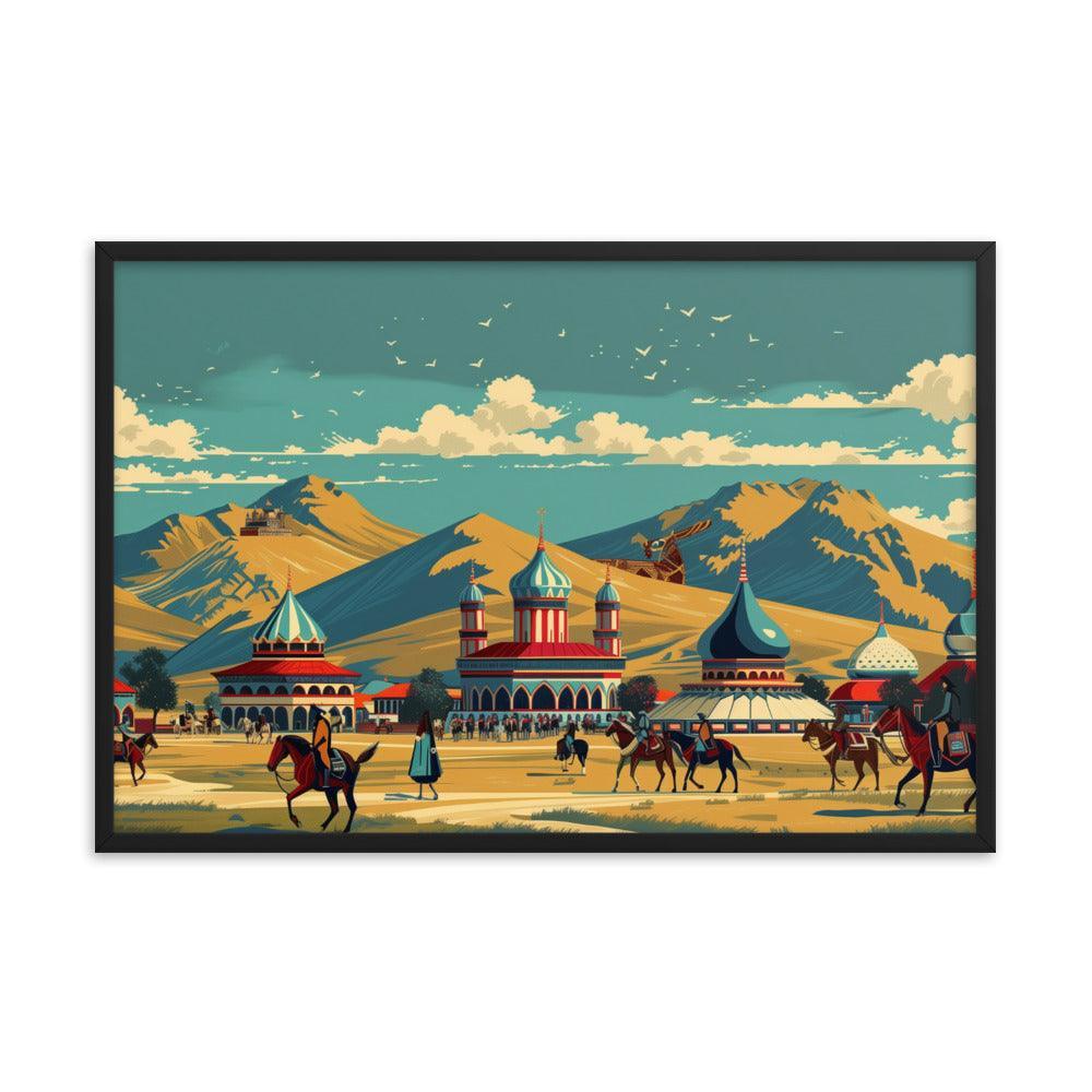 Kazakhstan Traditional Nomadic Settlement Framed Poster - Oh Posters