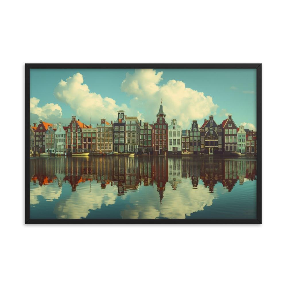 Netherlands Historic Amsterdam Canal Houses Framed Poster - Oh Posters