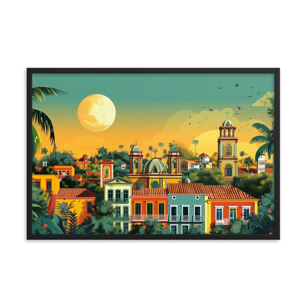 Paraguay Colonial Town Tropical Sunset Framed Poster - Oh Posters