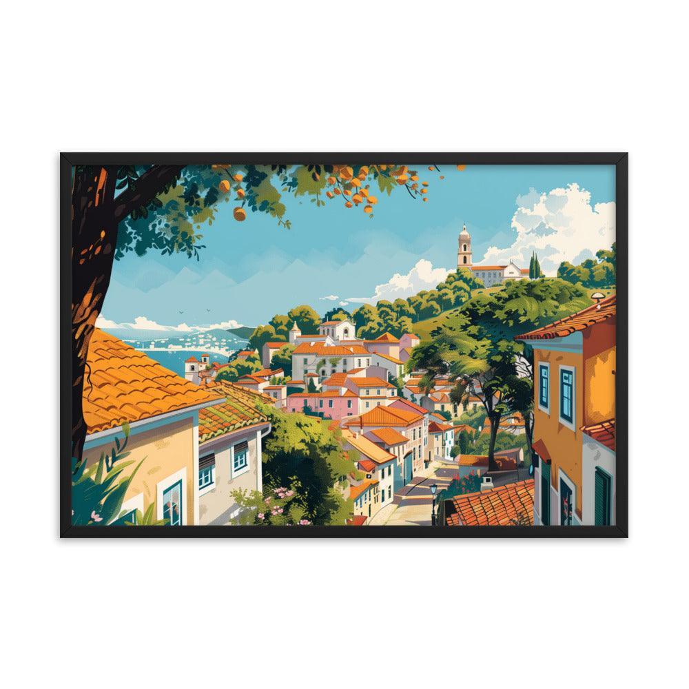 Portugal Charming Hillside Village Framed Poster - Oh Posters