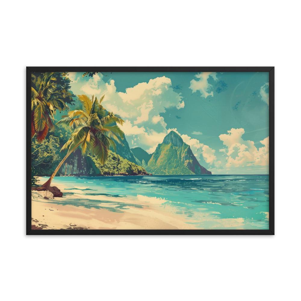 Saint Vincent and the Grenadines Pristine Beach Tropical Framed Poster - Oh Posters