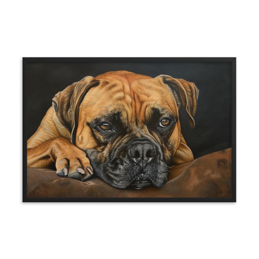 Bullmastiff Resting Portrait Painting Framed Poster - Oh Posters