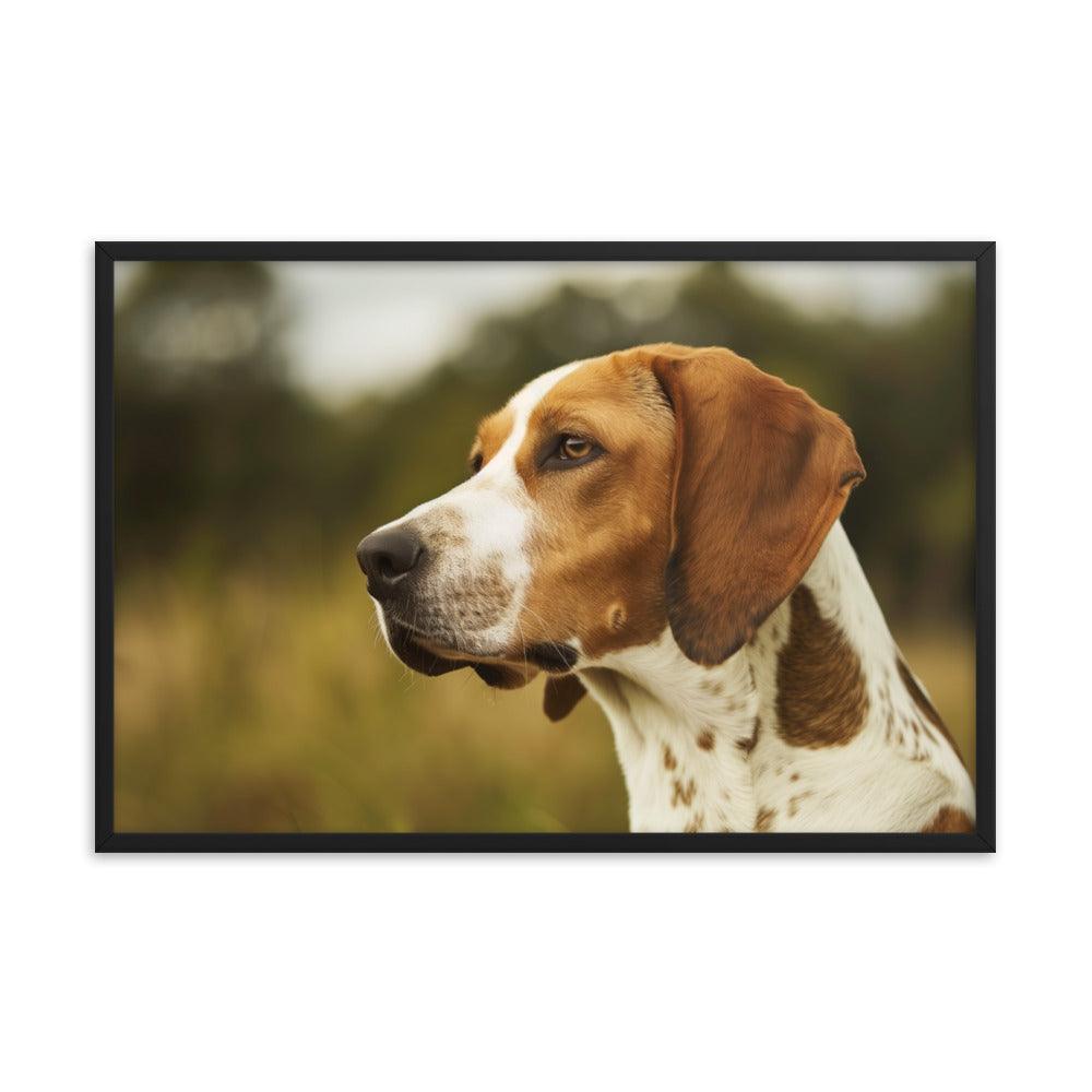 English Foxhound Side Profile in Nature Framed Poster - Oh Posters