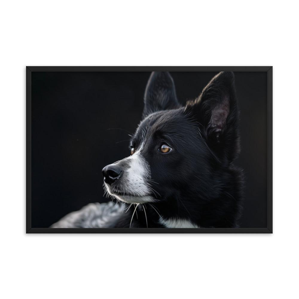 Karelian Bear Dog Side Profile Painting Framed Poster - Oh Posters