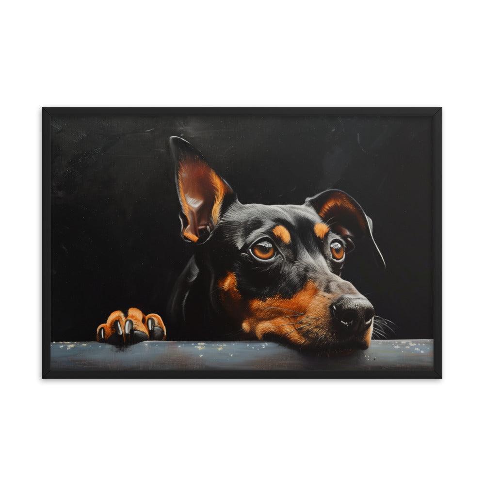 Manchester Terrier Painting with Dark Background Framed Poster - Oh Posters