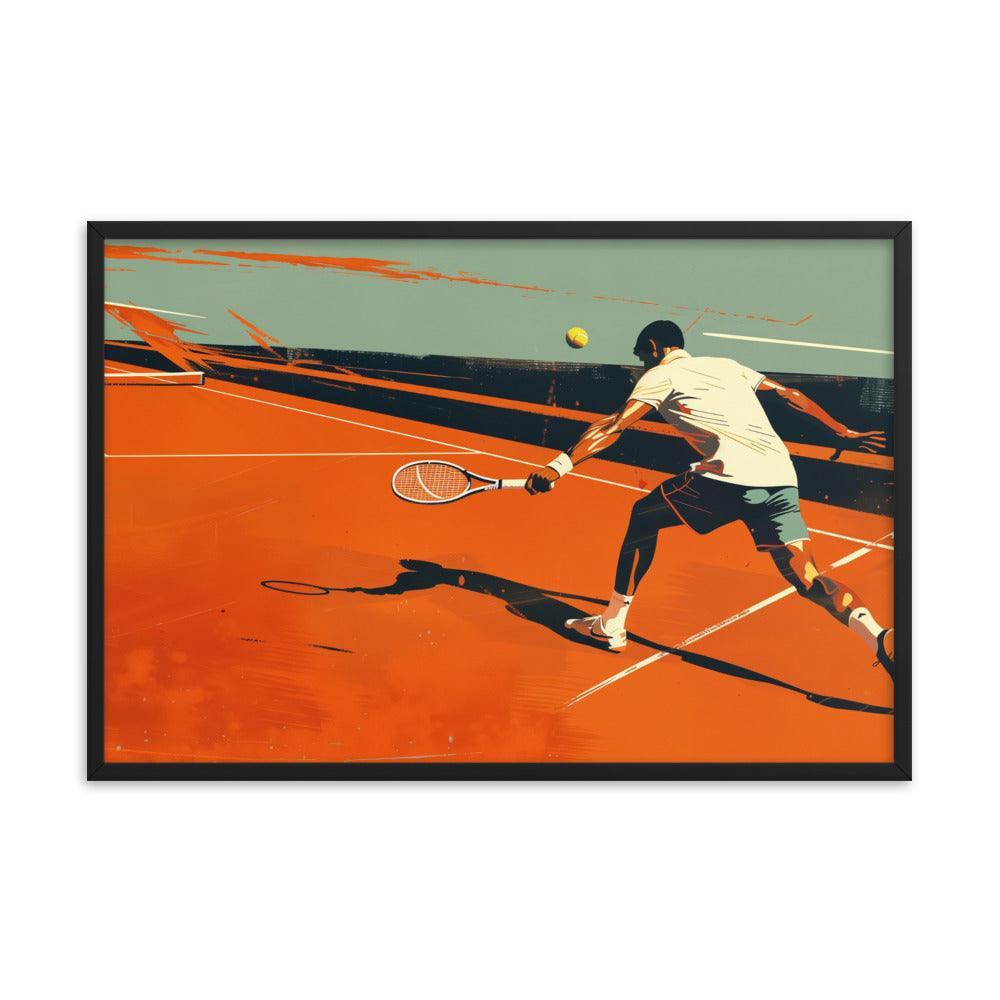 Tennis Player Action Shot Abstract Sports Art Framed Poster - Oh Posters