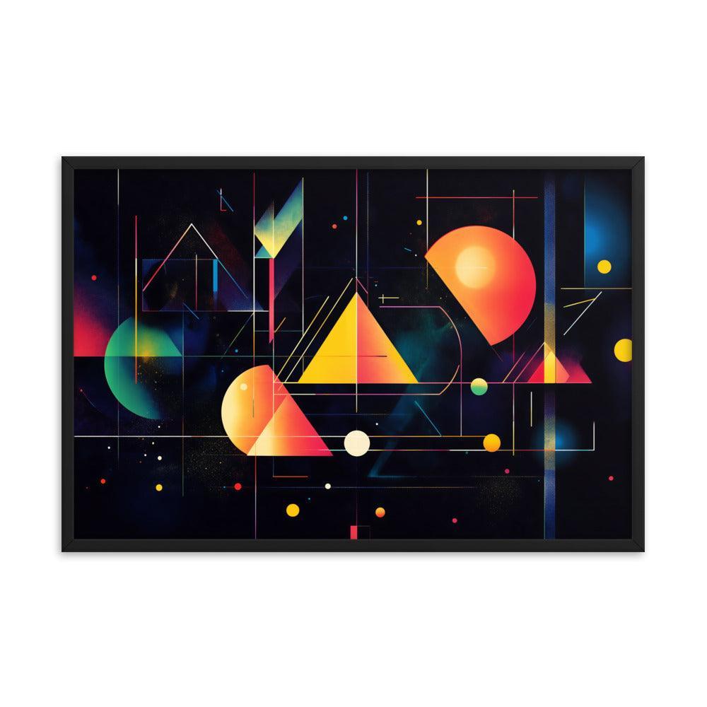 Cosmic Geometric Art with Abstract Shapes and Colorful Patterns for Modern Aesthetics Framed Poster - Oh Posters