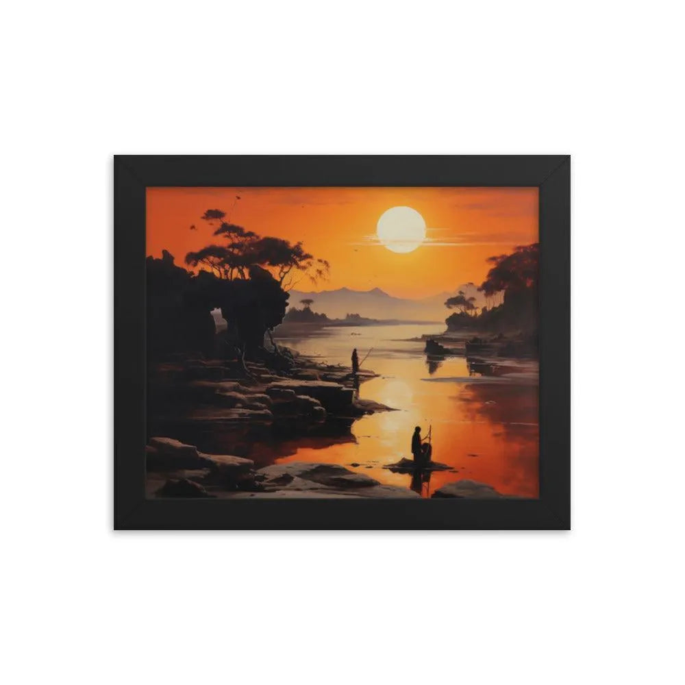 Indian Beach Sunset Painting Framed Poster - Oh Posters