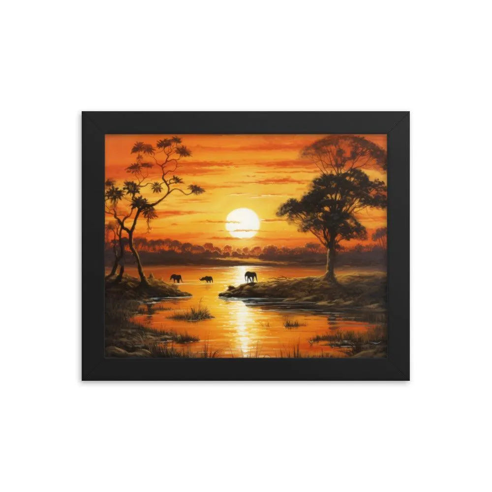 Indian Jungle Sunset Painting Framed Poster - Oh Posters