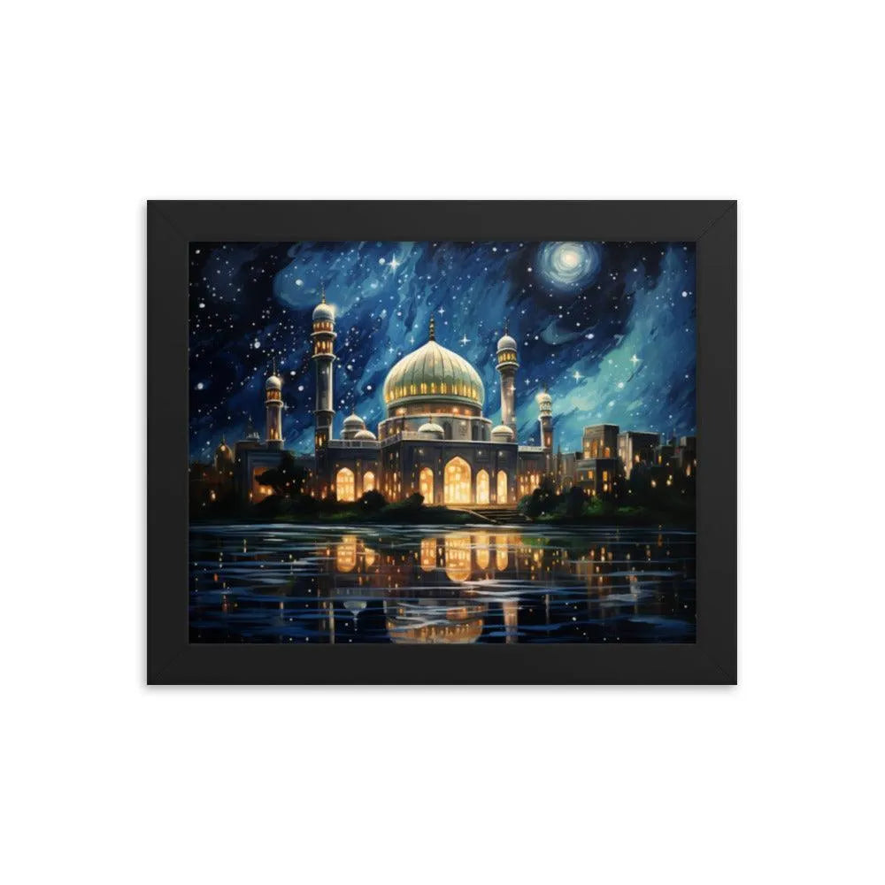 Pakistan Mosque Starry Night Painting Framed Poster - Oh Posters