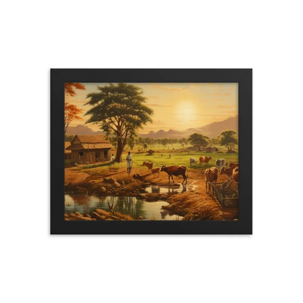 Indian Farm Painting Framed Poster - Oh Posters