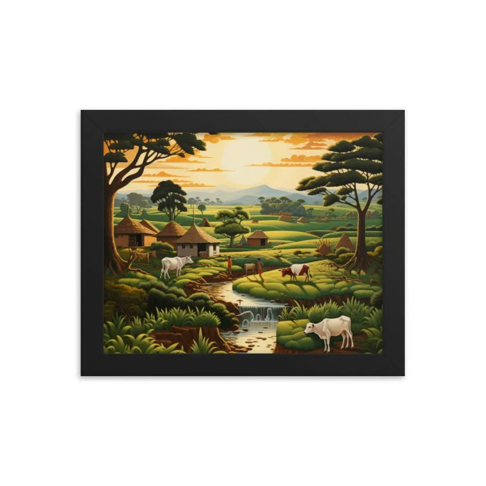 Indian Farm Painting Framed Poster - Oh Posters