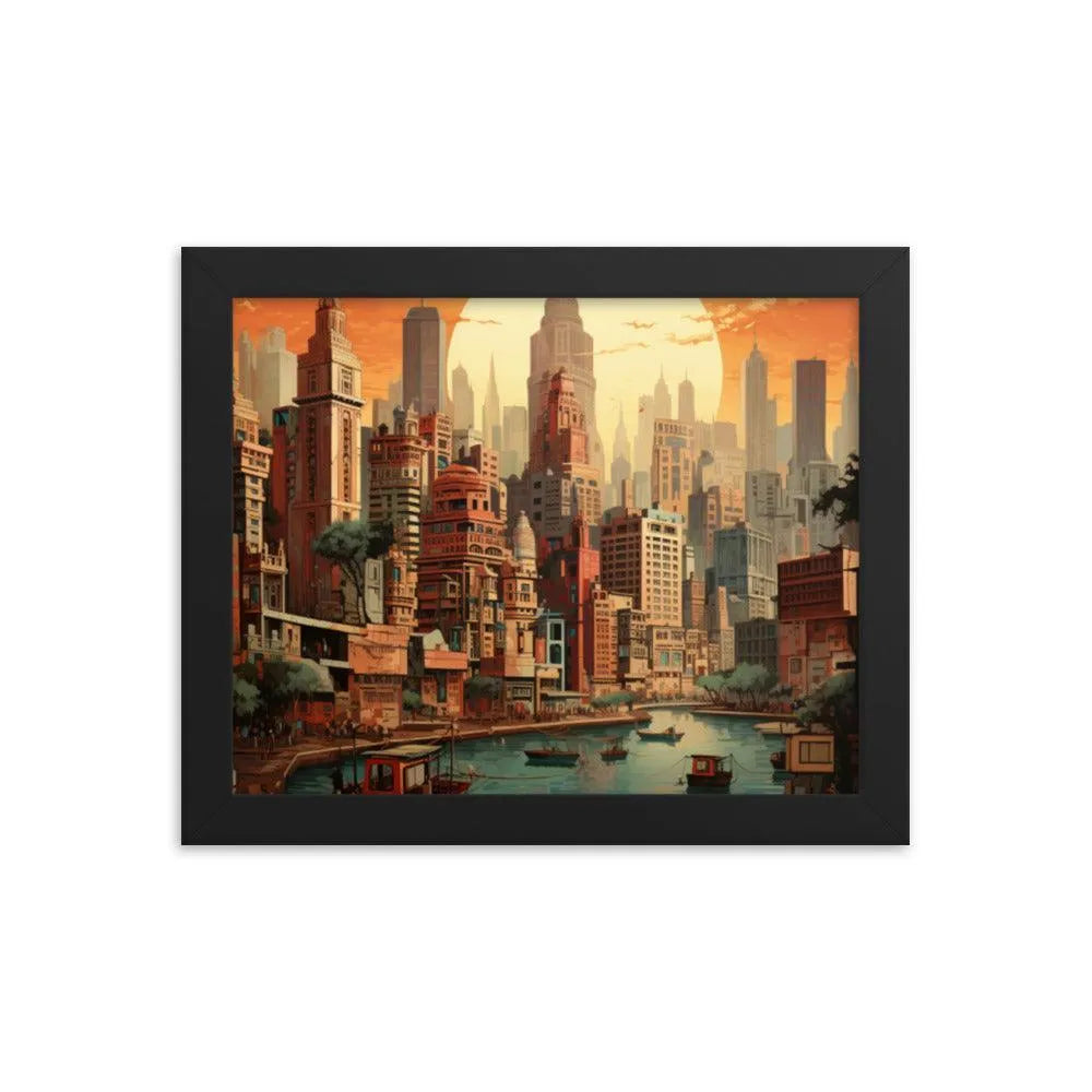 Indian Skyscraper City Painting Framed Poster - Oh Posters