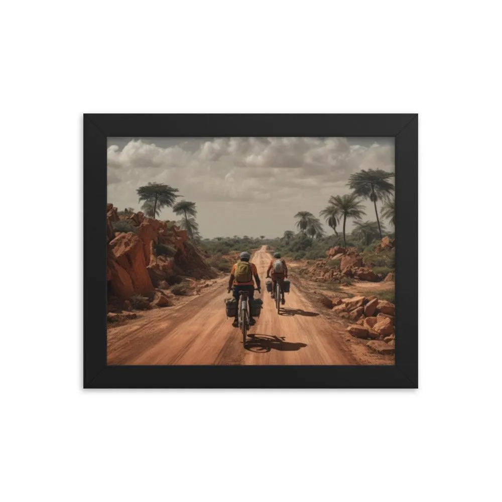 Riding Bicycle on Indian Road Painting Framed Poster - Oh Posters