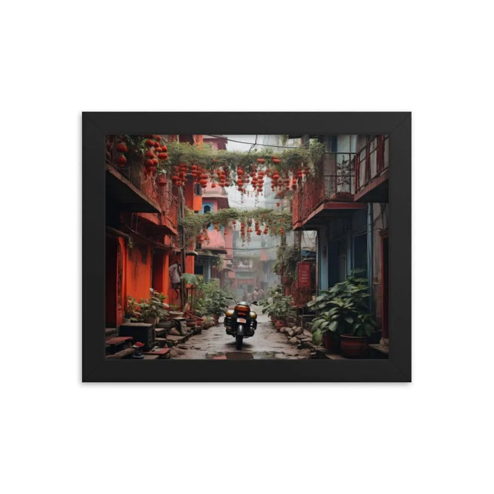 India Floral Street Framed Poster - Oh Posters